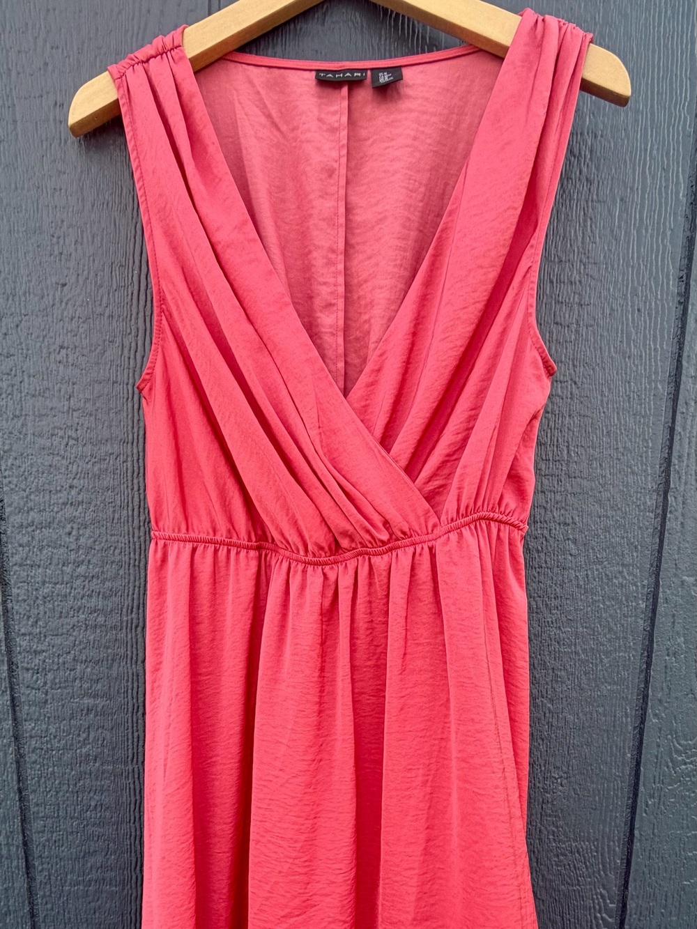 Tahari Coral-Pink Sleeveless Wrap Dress